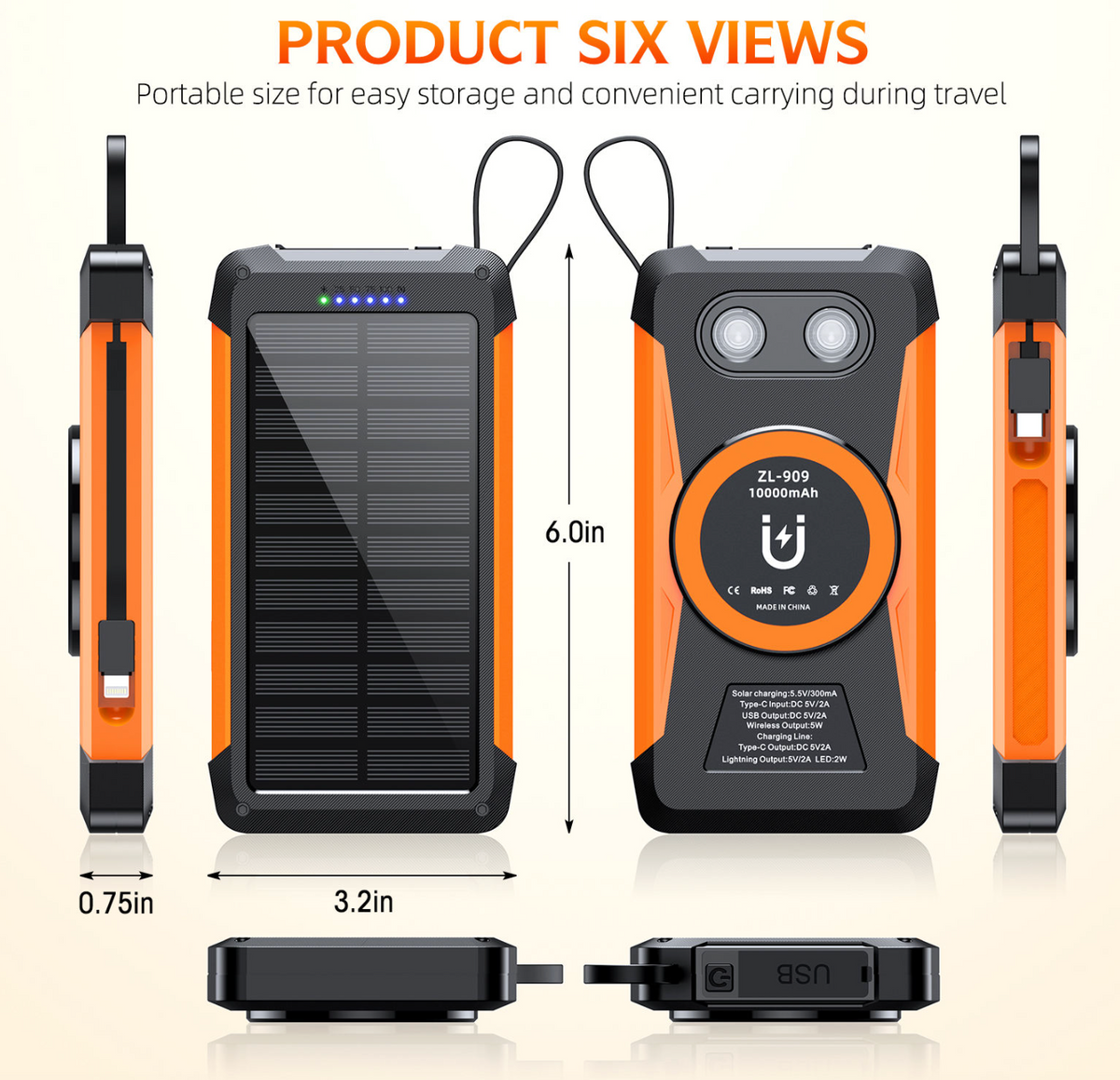 Fast Charge Magnetic Solar Power Bank