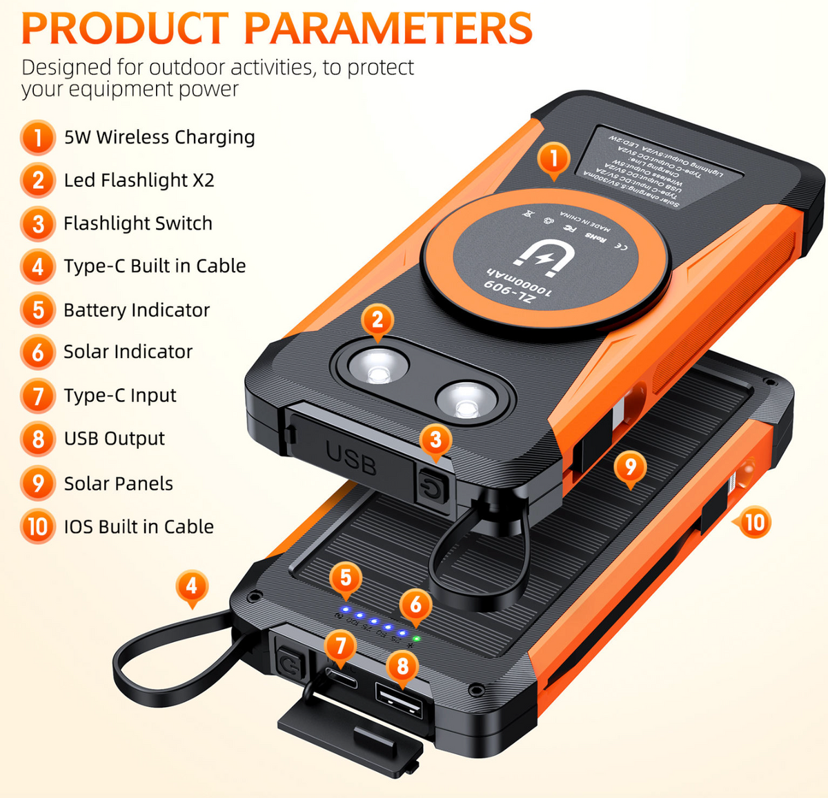 Fast Charge Magnetic Solar Power Bank